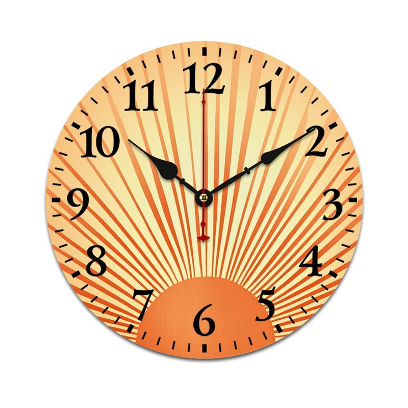 Horloge murale orange 12 po x 12 po Sunburst