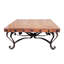 Elegant Hammer Copper Square Coffee Table with Iron Pedestal