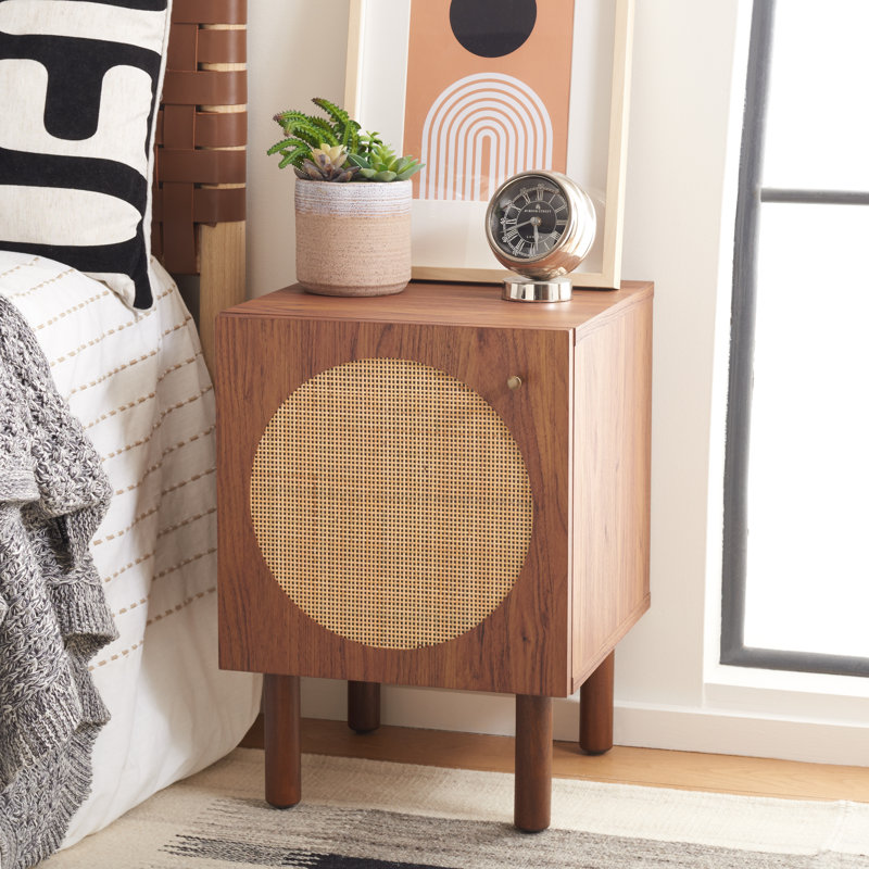 Table de chevet l 20,8 po avec porte d'armoire Audric - Table d'appoint moderne en bois massif pour toute maison et bureau