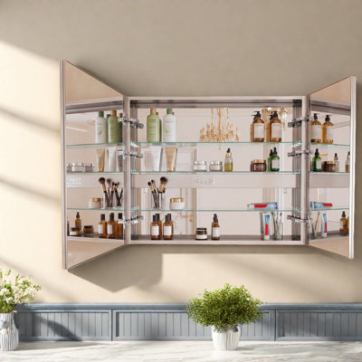 Lighted Medicine Cabinets, Aluminum 42 X 30 Modern Bathroom Storage