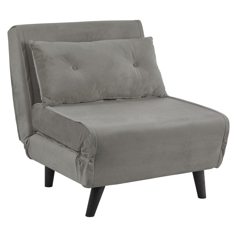 Trahan 1 Seater Fold Out Sofa Bed, Grey, 80cm H x 75cm W x 86.5cm D