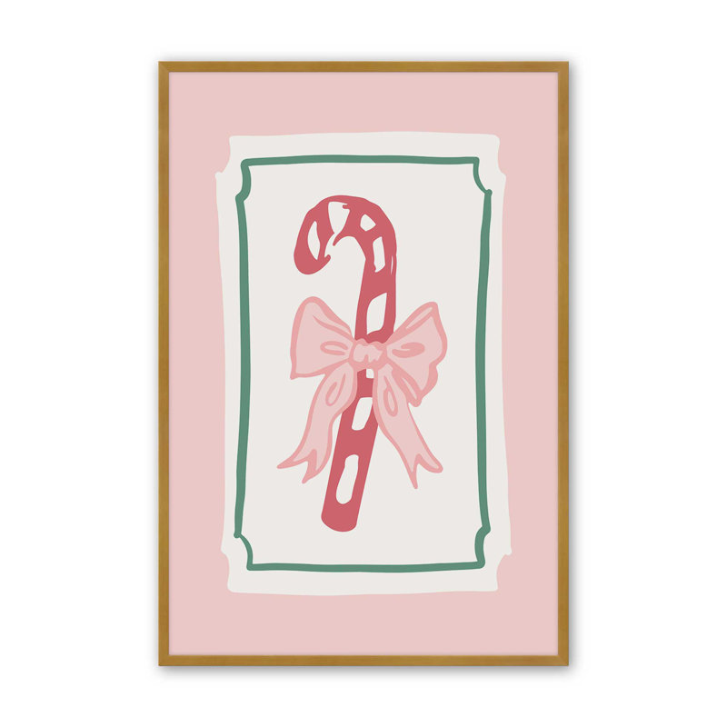 «Candy Cane Bow» par April Lane, reproduction d'art sur toile, H 16 po x l 12 po, Doré