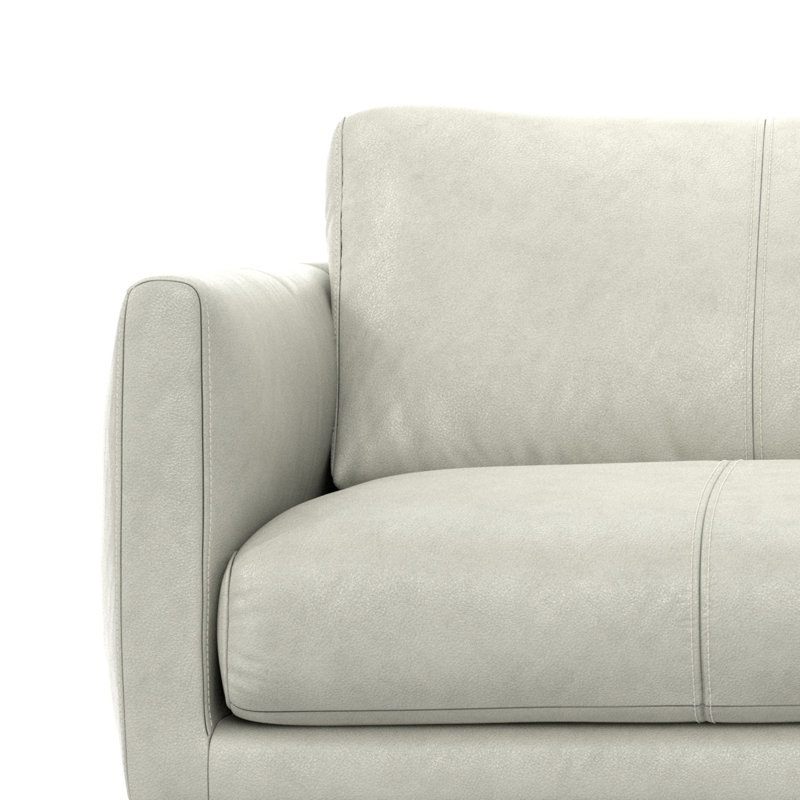 Stevens Leather Sofa, Stevens Light Smoke Grey Genuine Leather, 3, 81 inch