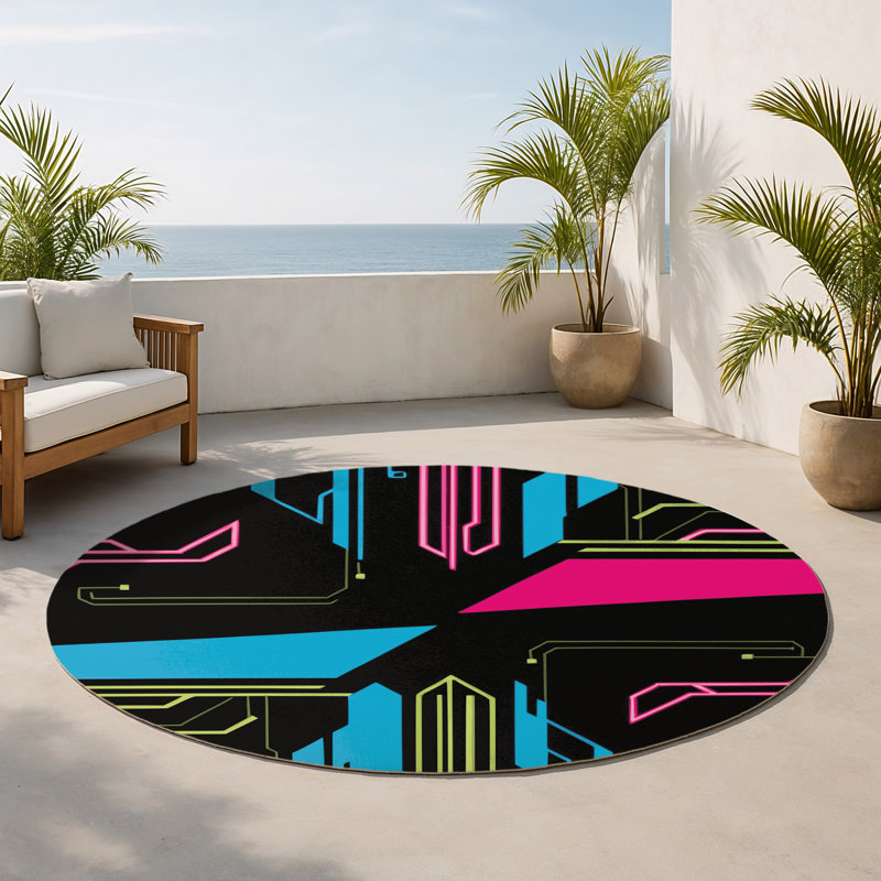 Tapis intérieur et extérieur Neon Apex, Rond 5 pi