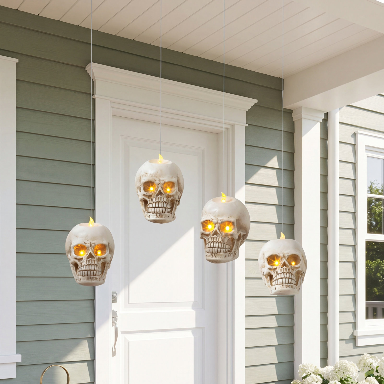 4-Piece Lighted Hanging Skull Accent Set