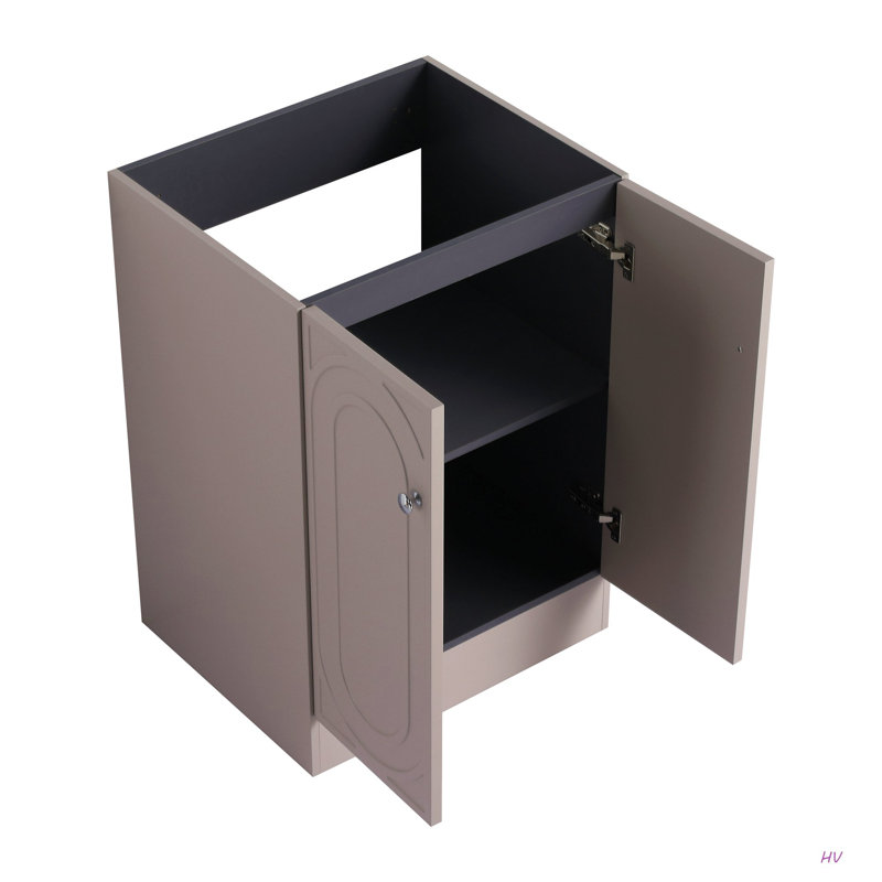 Meuble-lavabo autoportant 24 po et 2 portes d'armoire à fermeture en douceur (emballage KD) - sans le lavabo, Kaki, 24"