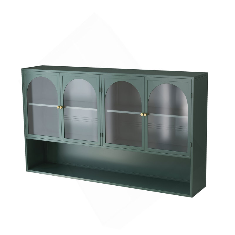 47.25" Four-door Glass Wall Cabinet Storage, Wall-mounted,Suitable