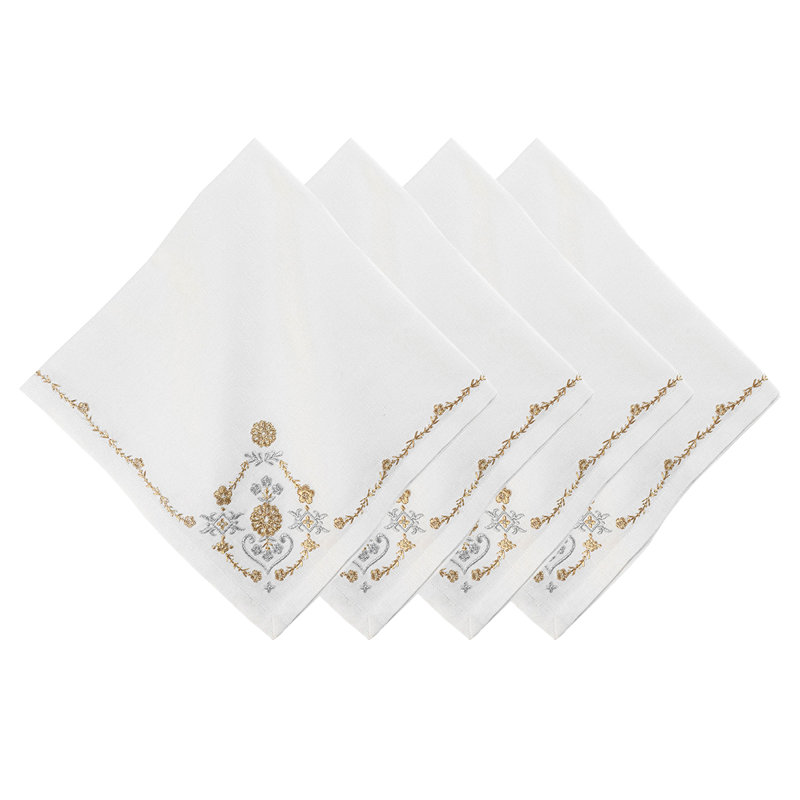 Heidi Embroidered Napkin - Gold/Silver