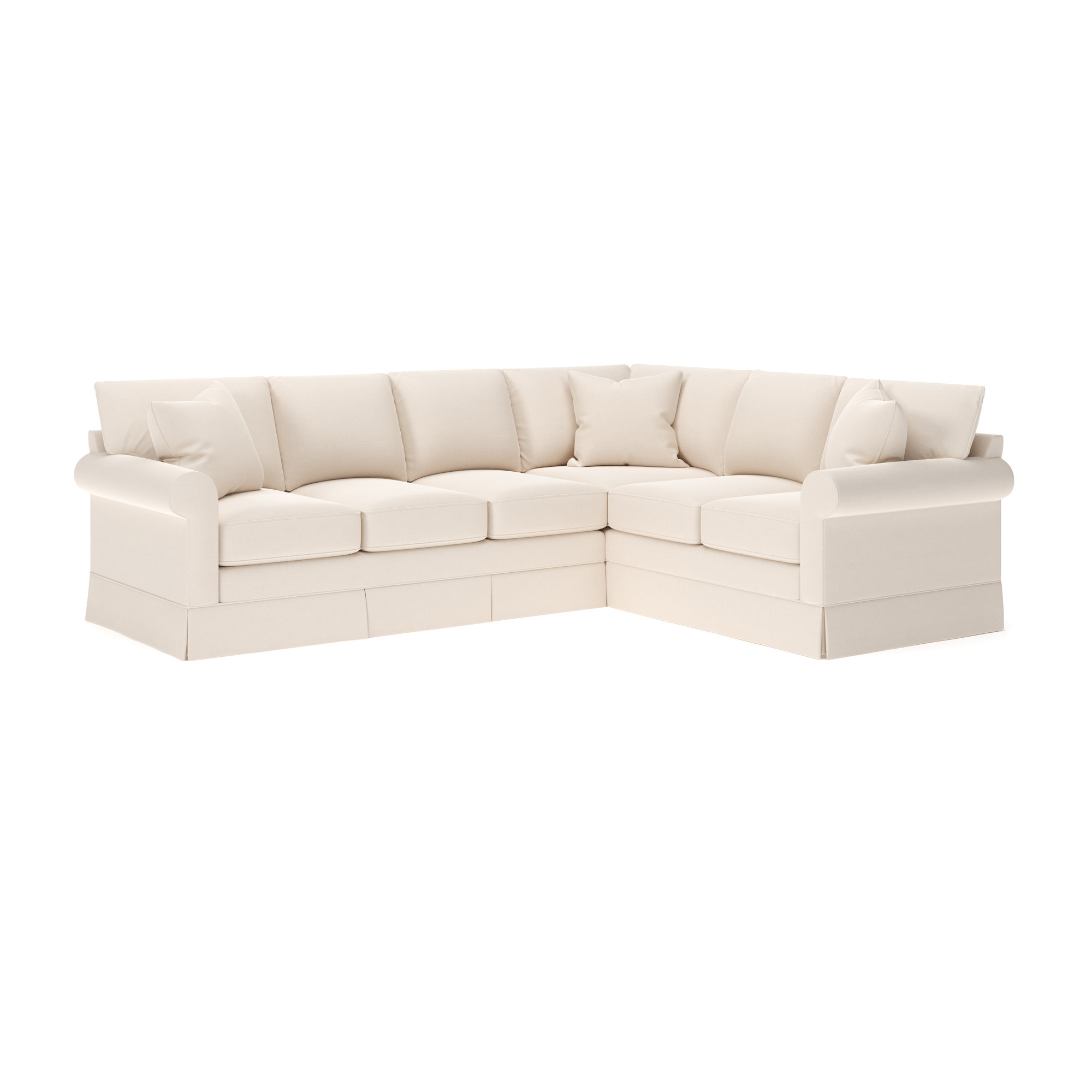 Friedman Upholstered L-Sectional, Right Hand Facing, Conversation Ivory Basketweave