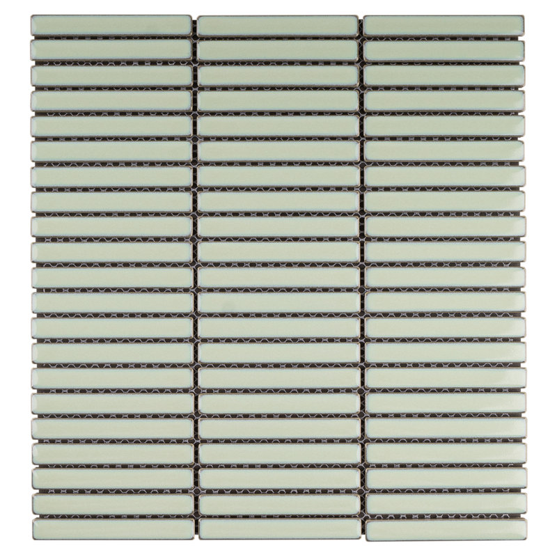 Carreau de mosaïque de porcelaine empilée 11,2 po x 11,91 po Porcetile, Jade réactif