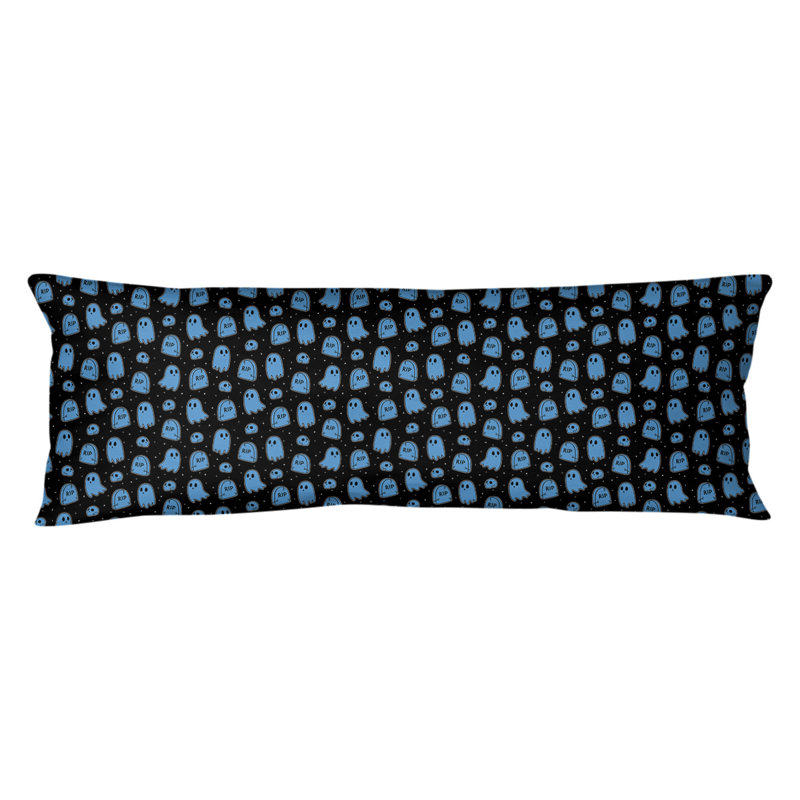 Oreiller rectangulaire, Bourre en polyester, Noir / bleu, Microfibre