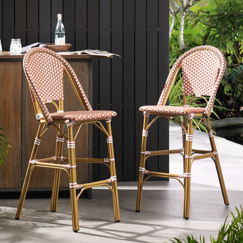 De 2 29,5 po d'extérieur - Style français, rouge rouille / blanc, cadre en aluminium avec finition pour jardin, décoration