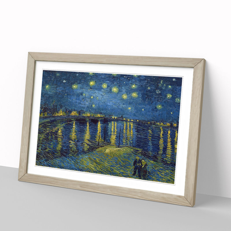 Starry Night over the Rhone Vol.1 by Vincent Van Gogh - Picture Frame Painting, 27cm H x 36cm W x 2cm D, Oak