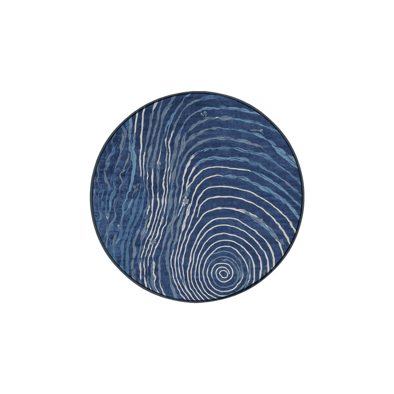 Machine Washable Gray Area Rug, Round 6'