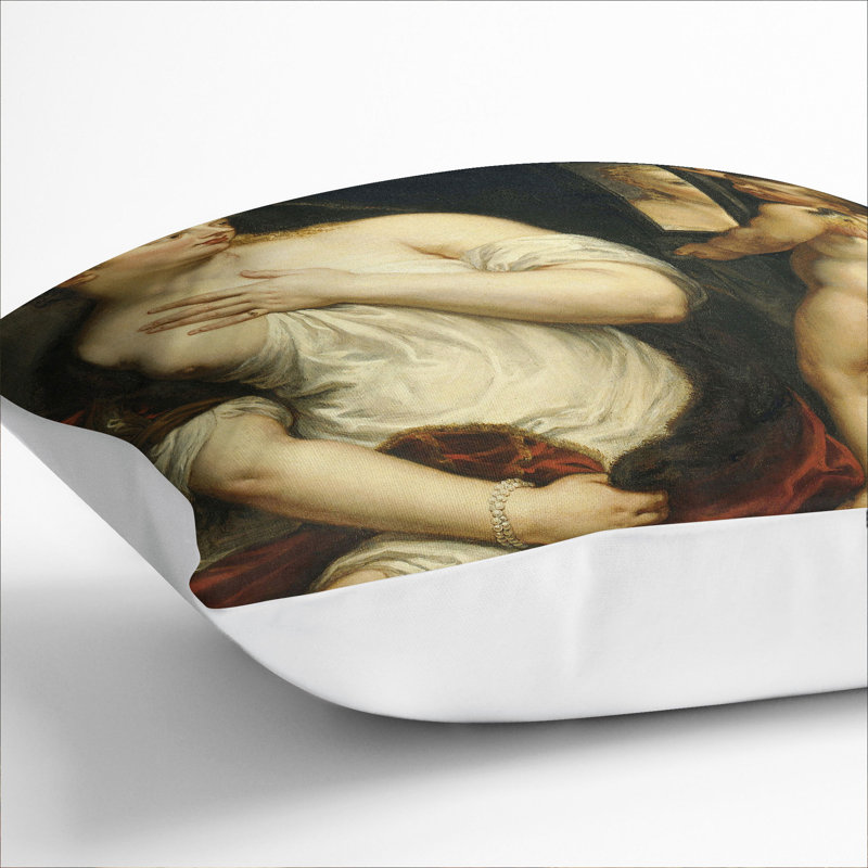 Venus And Cupid Square Throw Cushion, 55cm H x 55cm W x 20cm D, White
