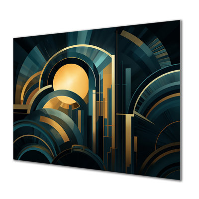 Art nouveau Golden Sunrise - art mural abstrait sur toile géométrique