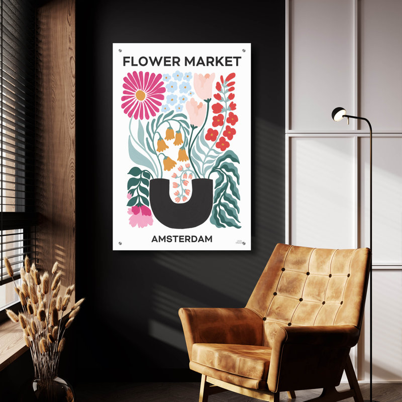 Art mural en verre épique «Flower Market V» par Laura Marshall, H 36 po x l 24 po x P 0,2 po