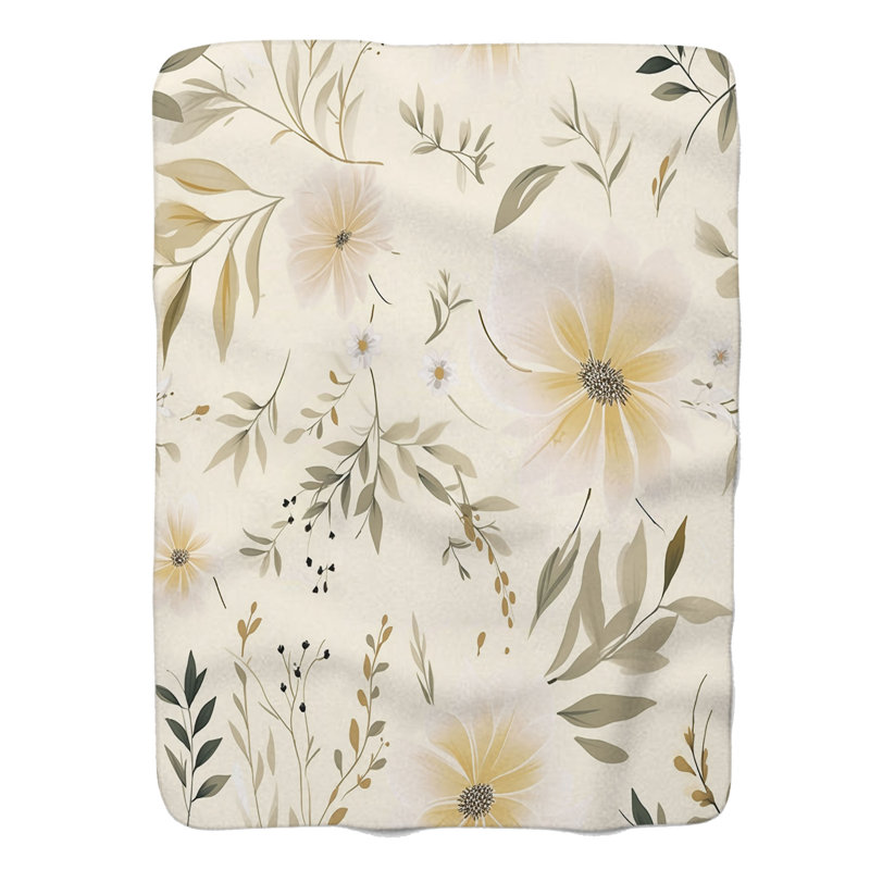 Leafy Boho - Couverture sherpa de qualité supérieure 1 pièce, Grand lit
