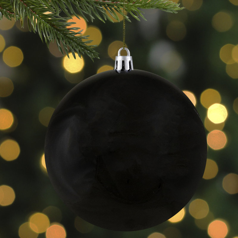Boule de Noël incassable, H 4 po x l 4 po x P 4 po, Noir