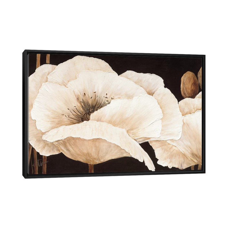 «Amazing Poppies III», impression sur toile, H 18 po x l 26 po x P 1,5 po, Toile avec cadre noir, Pas de tapis