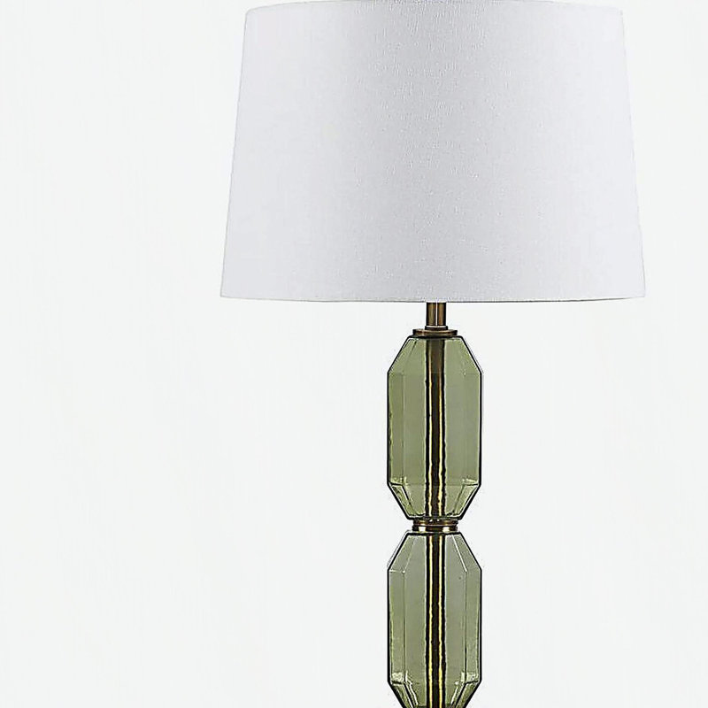 Lampe de table en verre facetté vert Voir ci-dessous, Vert