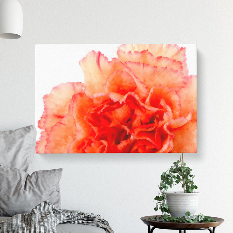 Orange Carnation Flower - Wrapped Canvas, 60cm H x 91cm W x 3cm D