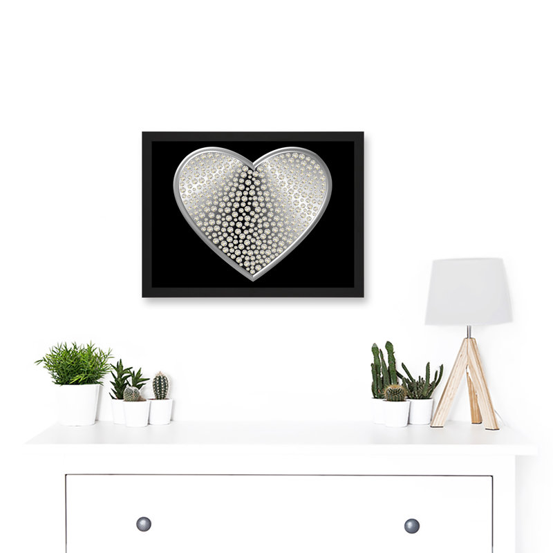 Diamond Heart Silver Bling - Single Picture Frame Painting