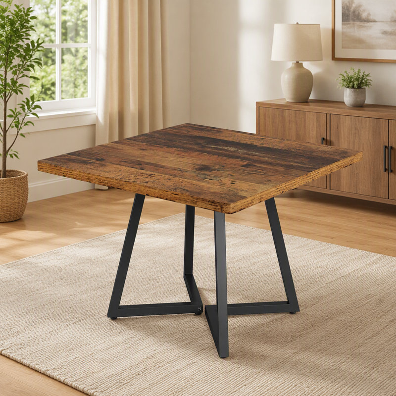 31.5" Square Dining Table, Industrial Kitchen Table with Metal Legs for 4