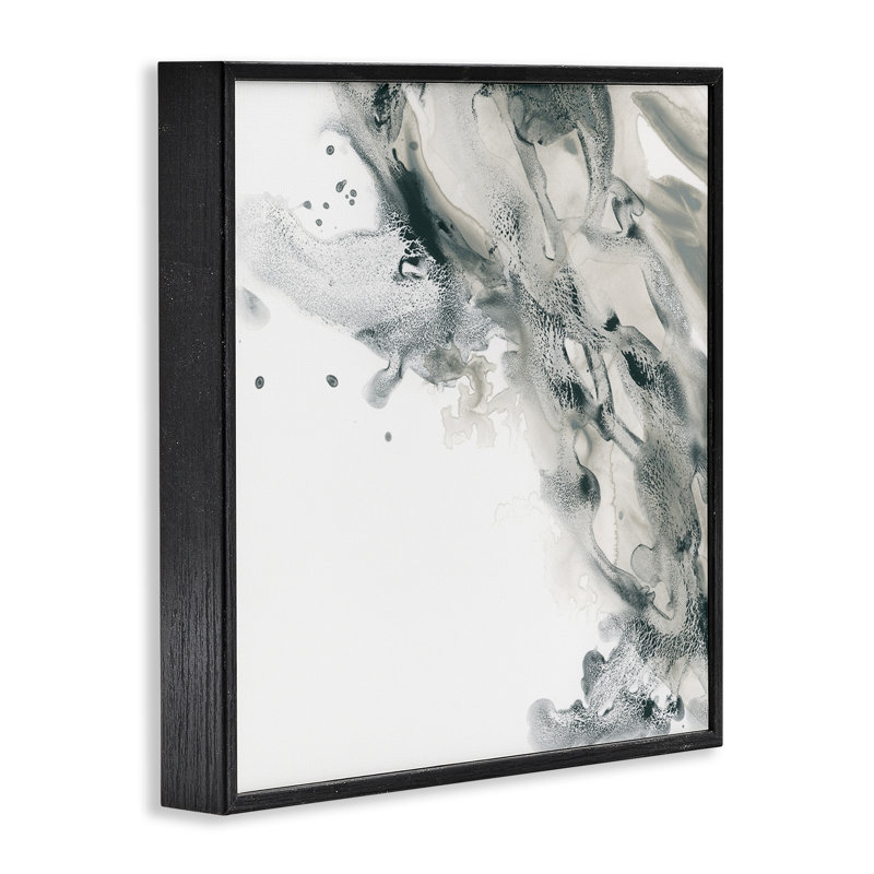 Art de la giclée encadrée gris tourbillonnant gris par June Erica Vess, Giclée encadrée noir minuit, H 24 po x l 24 po