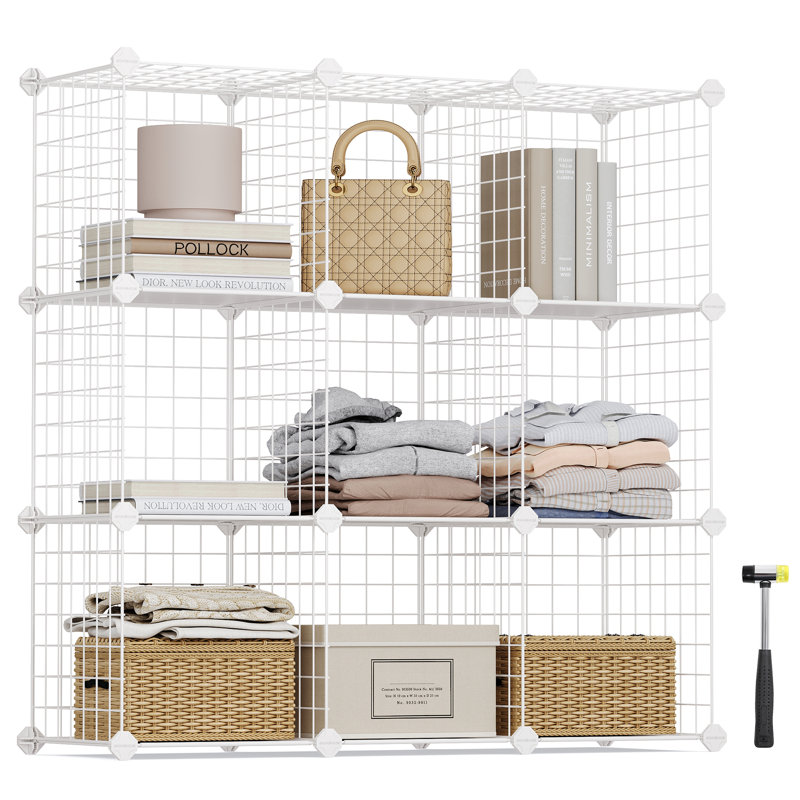 96cm H x 96cm W Metal Bookcase, White