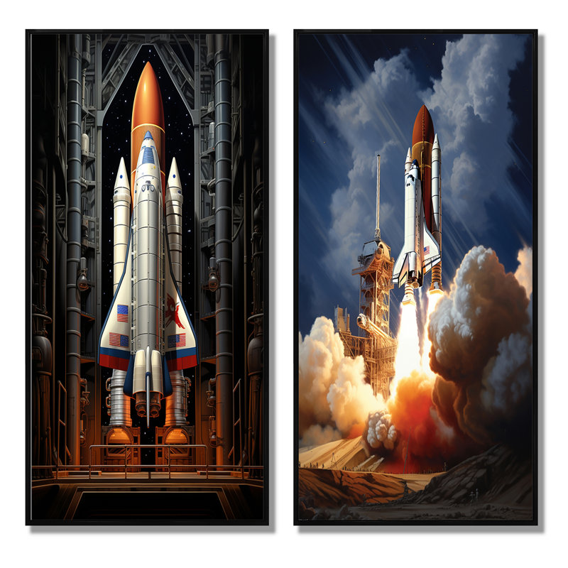«Rocketship Revelation», 2 pièces, H 24 po x l 20 po, Cadre noir