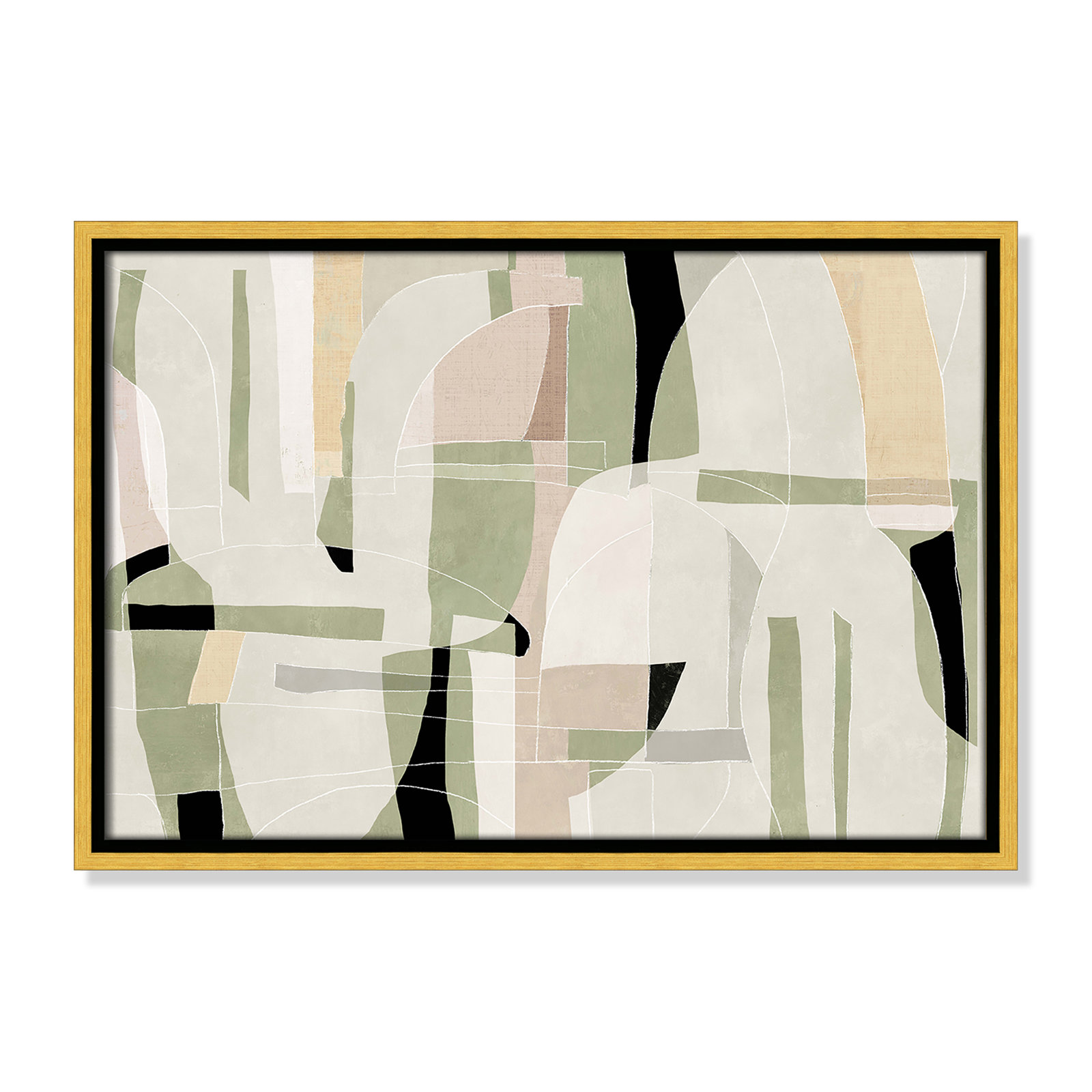Sunny Barcelona - Floater Frame Canvas, 19.5" W x 13.5" H, Gold