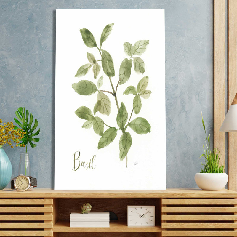 Herbe et basilic - Peinture, Toile tendue, L 18 po x H 30 po
