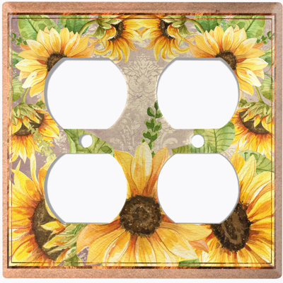 Metal Light Switch Plate Outlet Cover (Summer Time Sun Flowers Bouquet Frame - Single Toggle)