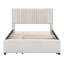 Lit plateforme double tapissier pleine grandeur avec 2 tiroirs et 1 lit gigogne simple, tête de lit classique-400511645