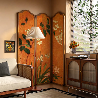 Cloison mobile pliable en bois massif Vintage Orchid