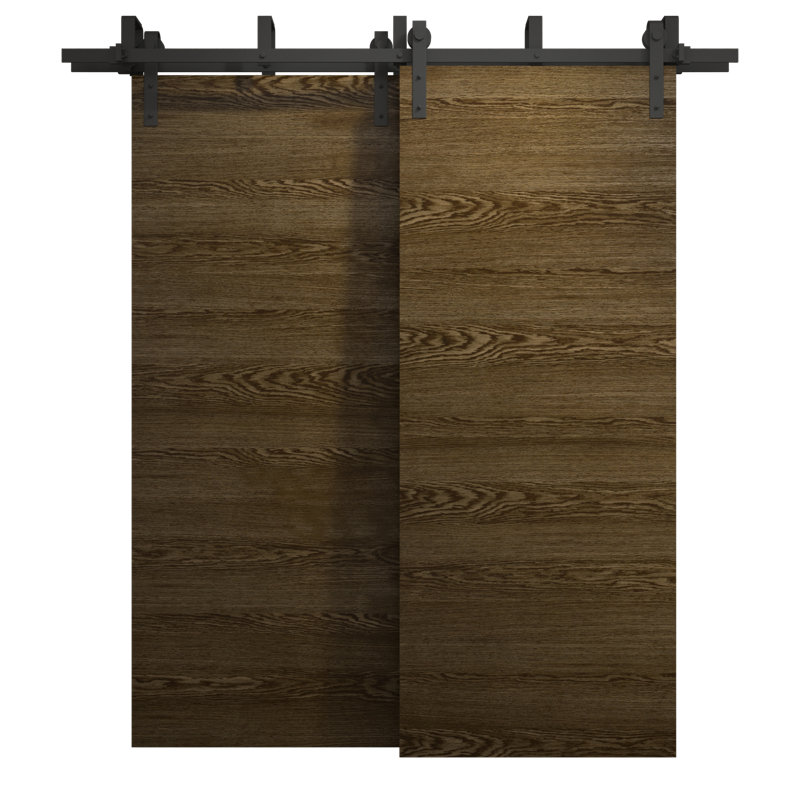 Porte de grange double moderne | Ego 5000 | Ensemble de rails | Portes intérieures solides, Chêne marbré, 60 po x 96 po
