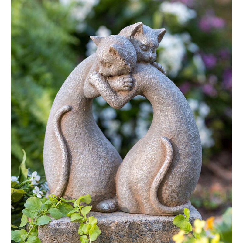 Statue de jardin chat en pierre d’intérieur/extérieur étreinte