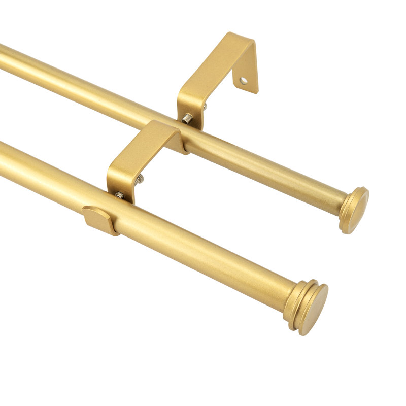 Kynley Steel Adjustable Double Curtain Rod, 48" - 84", Gold