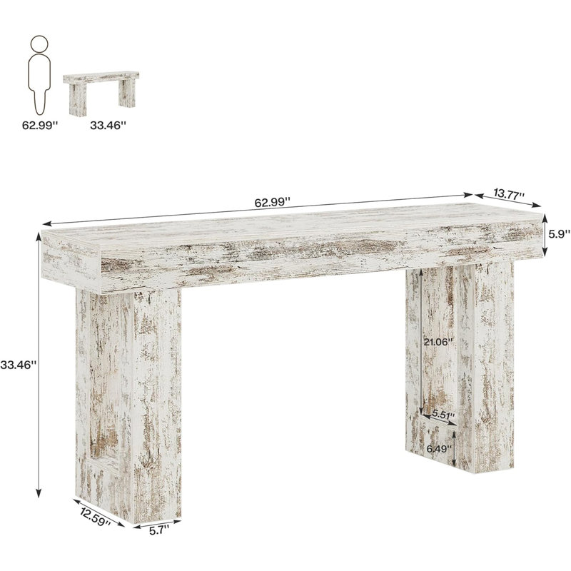 Meuble télé stable, console élégante, table d'appoint en bois, White