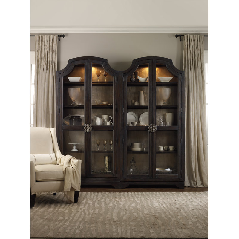 Sanctuary Glass Bunching Curio-Ebony Antiqued Oak