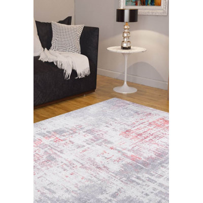 Tapis décoratif gris et rose