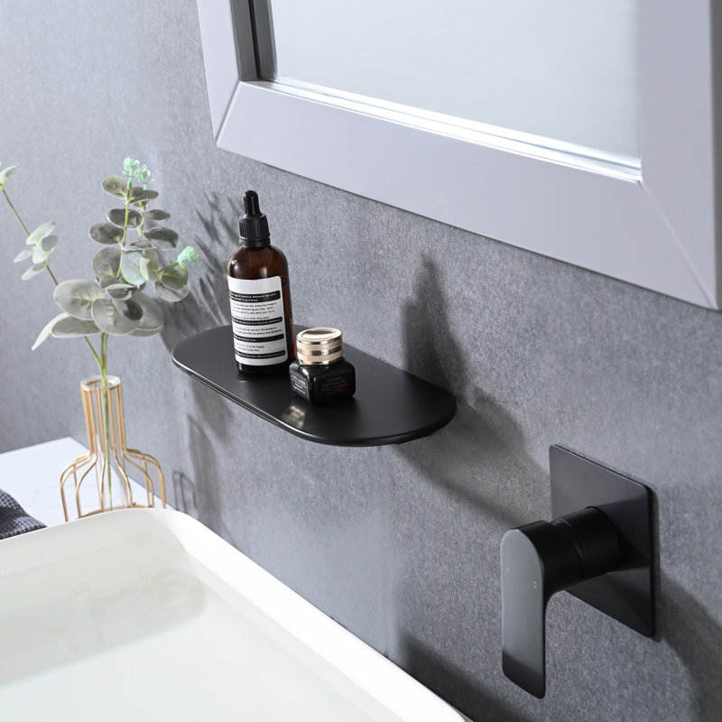 Robinet de baignoire mural noir mat à poignée simple avec robinet de lavabo de salle de bain moderne