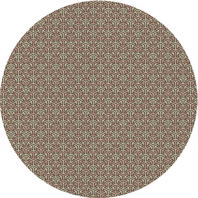 Tapis zone beige à motifs, Rond 6 pi