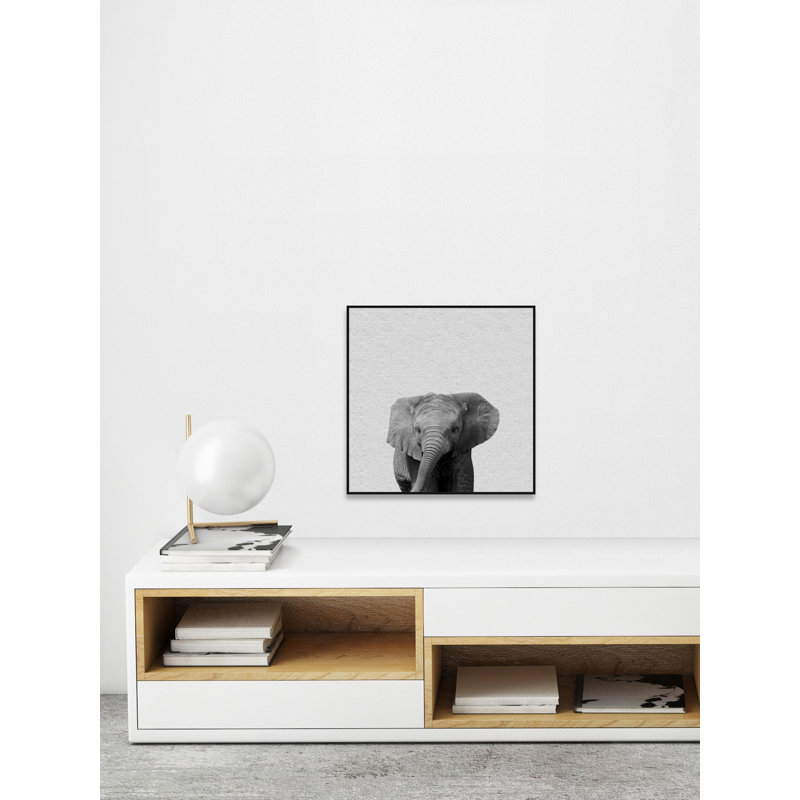 Elephant Surprise II - Drawing on Canvas, 51cm H x 51cm W x 4cm D