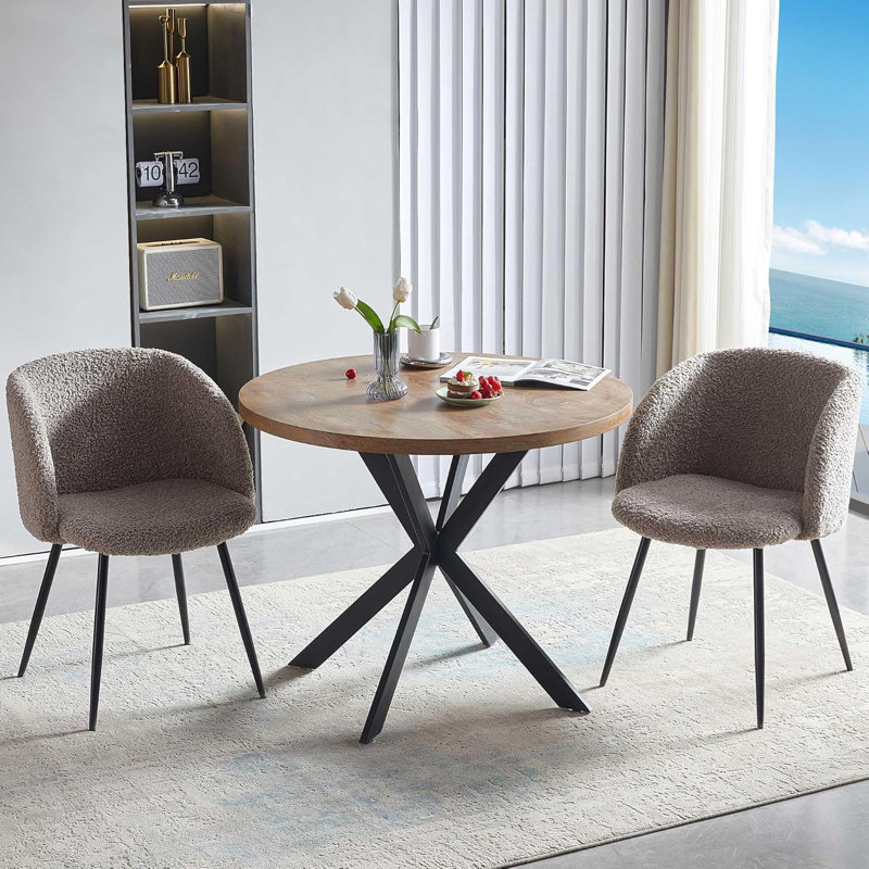 Carlisle Round Pedestal Dining Table Set, 3 Pieces: Table, 2 Chairs, Brown