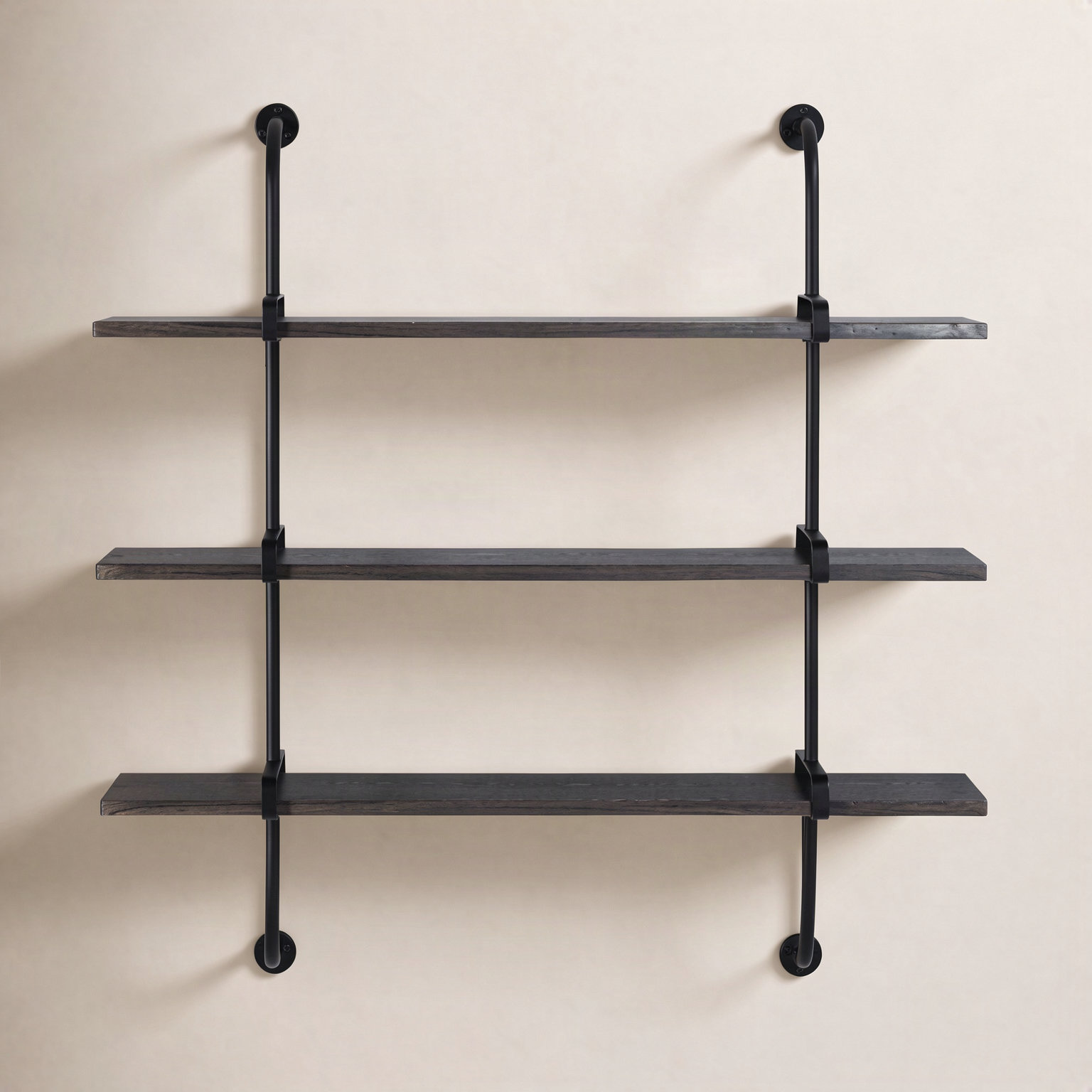 Amie 38" Industrial Pipe Shelves, Gray/Brown
