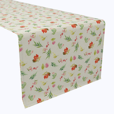 Table Runner, 100% Cotton, 16X108", Painted Petals