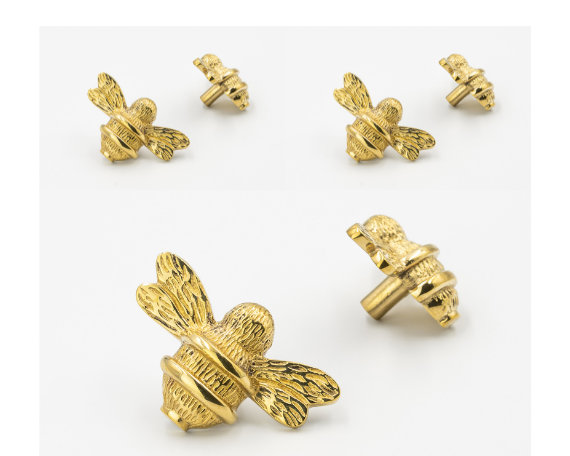 Sagers 6 X Nickel Bee Knobs, Brass