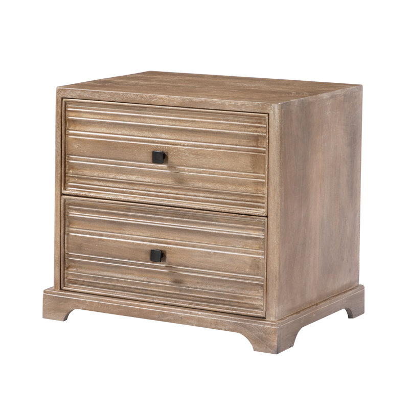 Carmenita 2-Drawer Nightstand - Rustic Light Brown, Beige